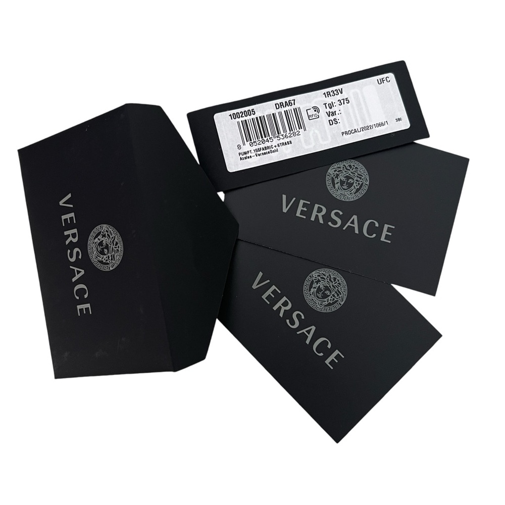 ❗️SOLD❗️NWT VERSACE AEVITAS D’ORSAY CRYSTAL AND MEDUSA CHARM SATIN PUMPS BOX - Picture 10 of 12